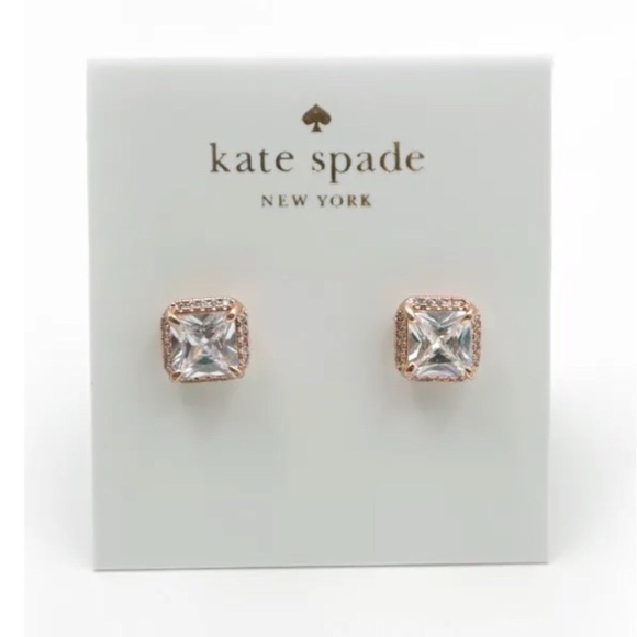 KATE SPADE • Rose Gold Save The Date Princess Cut Earrings - Picture 4 of 6